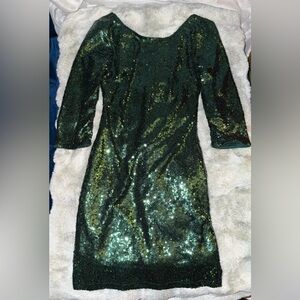 Lulus Emerald Green Sequin Dress Size Medium Mini Dress - Holiday Dress